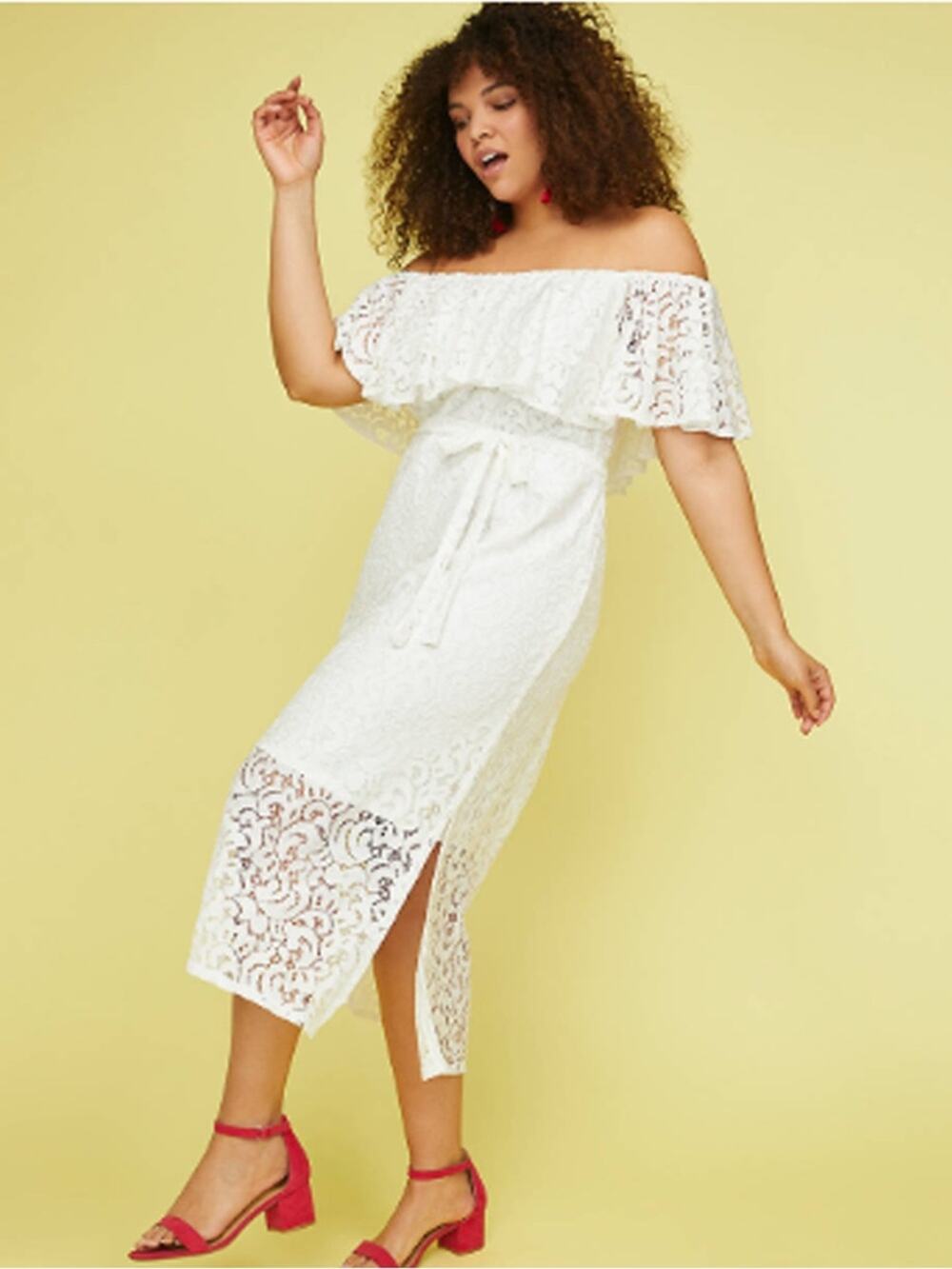 NWT Lane Bryant White Lace Off Shoulder Midi Dress Bridal Graduation Size 18/20